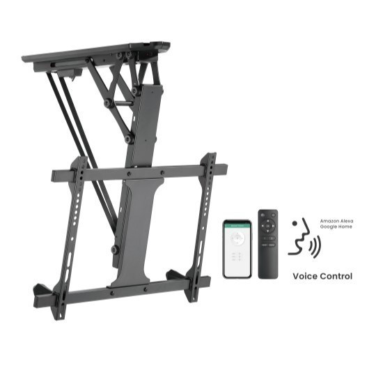 Brateck Plb-M0546ai Smart Flip Down TV Ceiling Mount Powered BY Tuya Support Most 32' ~ 70' TVs (Black) (LS)