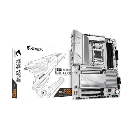 Gigabyte B650 Aorus Elite Ax Ice Amd B650 Am5 Atx Motherboard 4X DDR5~192GB,3x PCIe X16, 3X M.2, 4X Sata 6, 2X Usb 3.2, 1X Usb-C, 2X Usb 2.0