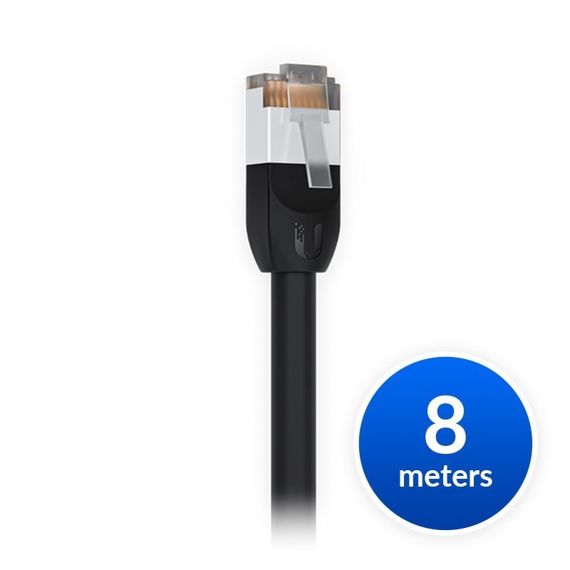Ubiquiti UniFi Patch Cable Outdoor 8M Black, Single Unit All-Weather, RJ45 Ethernet Cable, Category 5E, Weatherproof, 2Yr Warr