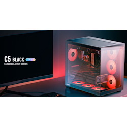 Antec C5 Argb Atx, Matx Seamless Edge To Edge, Black, 270 Degrees, 7X Argb + PWM Controller, 4090 Back Connect, Usb-C, Dual Chamber Gaming Case