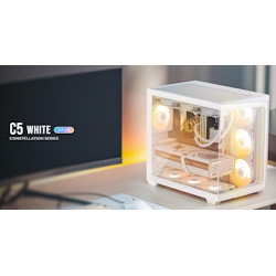Antec C5 Argb Atx, Matx Seamless Edge To Edge, White , 270 Degrees, 7X Argb + PWM Controller, 4090 Back Connect, Usb-C, Dual Chamber Gaming Case
