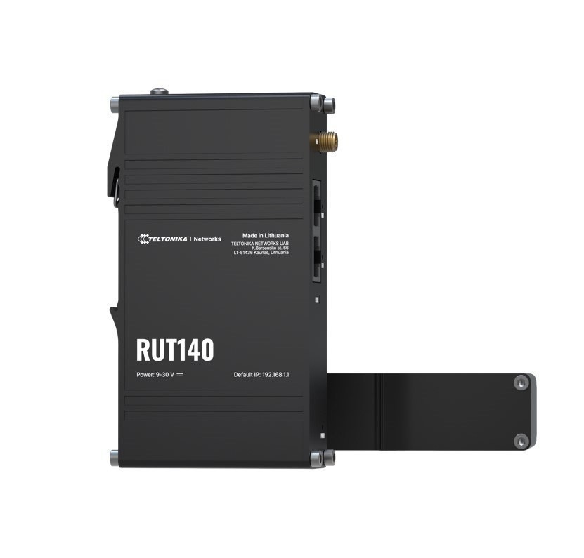 Teltonika Rut140 Industrial Ethernet Router, Wi-Fi 4, 1x3-Pin Power Connector, Integrated Din Rail Bracket, Remote Management, Psu Excluded