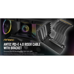 Antec Adjustable Vertical Bracket With 200MM High Performance Pci-E Riser Cable. New 2024. Black Universal Case Support