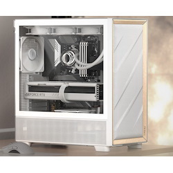 Antec Flux Atx, White Premium Birch Trim, 5X White PWM Performance Fans. Ultra Cooling Design, PWM Argb Controller W/ MB SYNC, Mid Tower Case