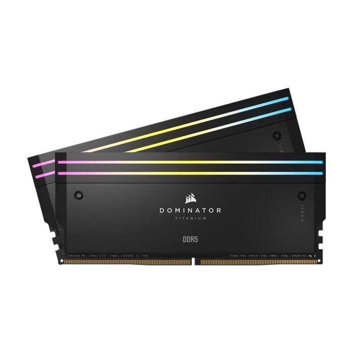 Corsair Dominator® Titanium RGB 64GB (2x32GB) DDR5 Dram 6400MT/s CL32 Intel XMP Memory Kit — Black