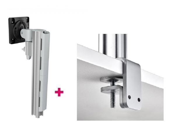 Atdec Awms-1340 130MM Arm + 400MM Post / 12KG (26.5LB) Flat Screens, 10KG (22LB) Curved Screens + Heavy-Duty F Clamp Desk Fixing, Silver