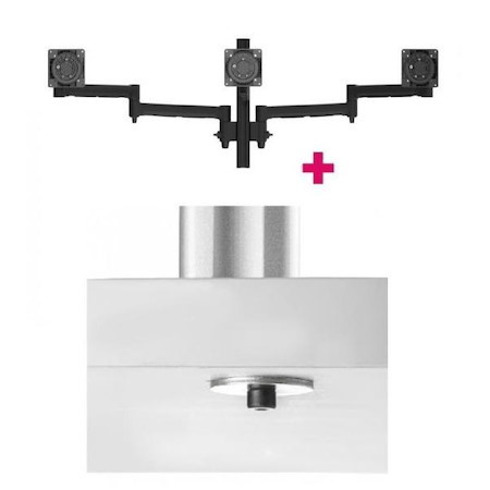 Atdec Awms-3-13714 Triple Monitor Arms + 400MM Post / 12KG (26.5LB) Flat Screens, 10KG (22LB) Curved Screens + Bolt-Through Desk Fixing, Black