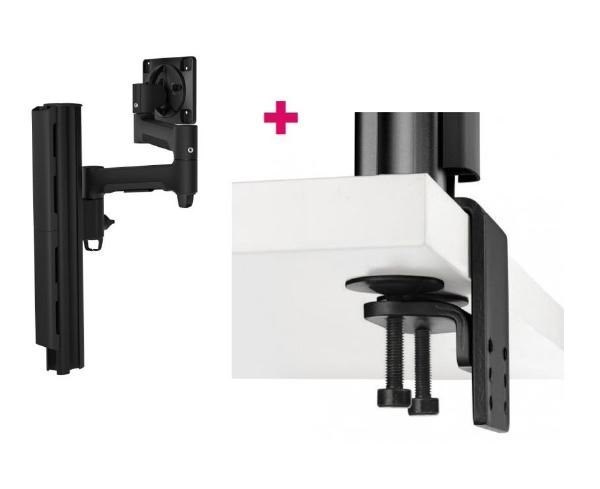 Atdec Awms-4640 Single 460MM Monitor Arm + 400MM Post / 12KG (26.5LB) Flat Screen, 10KG (22LB) Curved Screen + Heavy-Duty F Clamp Desk Fixing, Black