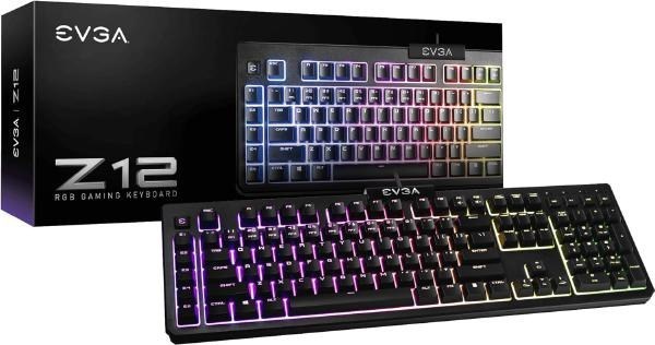 Evga Z12 RGB Gaming Keyboard, RGB Backlit Led, 5 Programmable Macro Keys, Dedicated Media Keys, Water Resistant, 834-W0-12Us-Kr