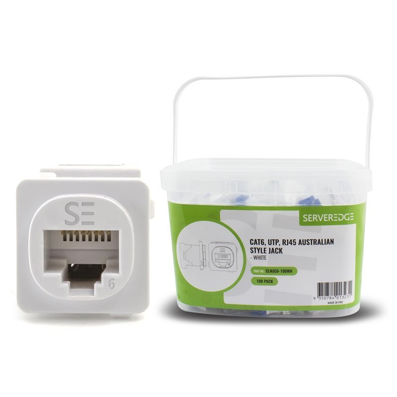 Serveredge Cat6 Utp RJ45 Australian Style Jack - White - Pack Of 100