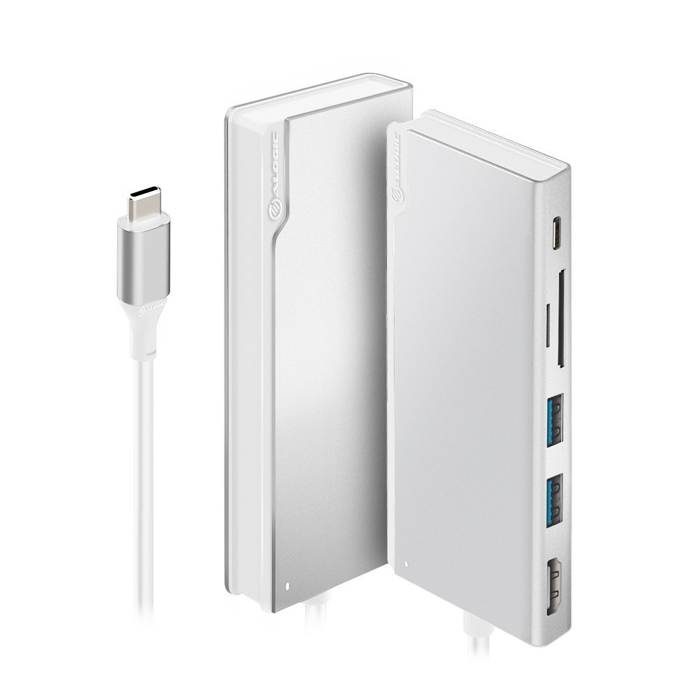 Alogic Ultra Usb-C Dock Uni - 2 X Usb-A (Usb 3.0); 1 X Usb-C (Data/PD 100W); 1 X SD Card Slot; 1 X Micro SD Card Slot; 1 X Hdmi 4K @30Hz - Silver