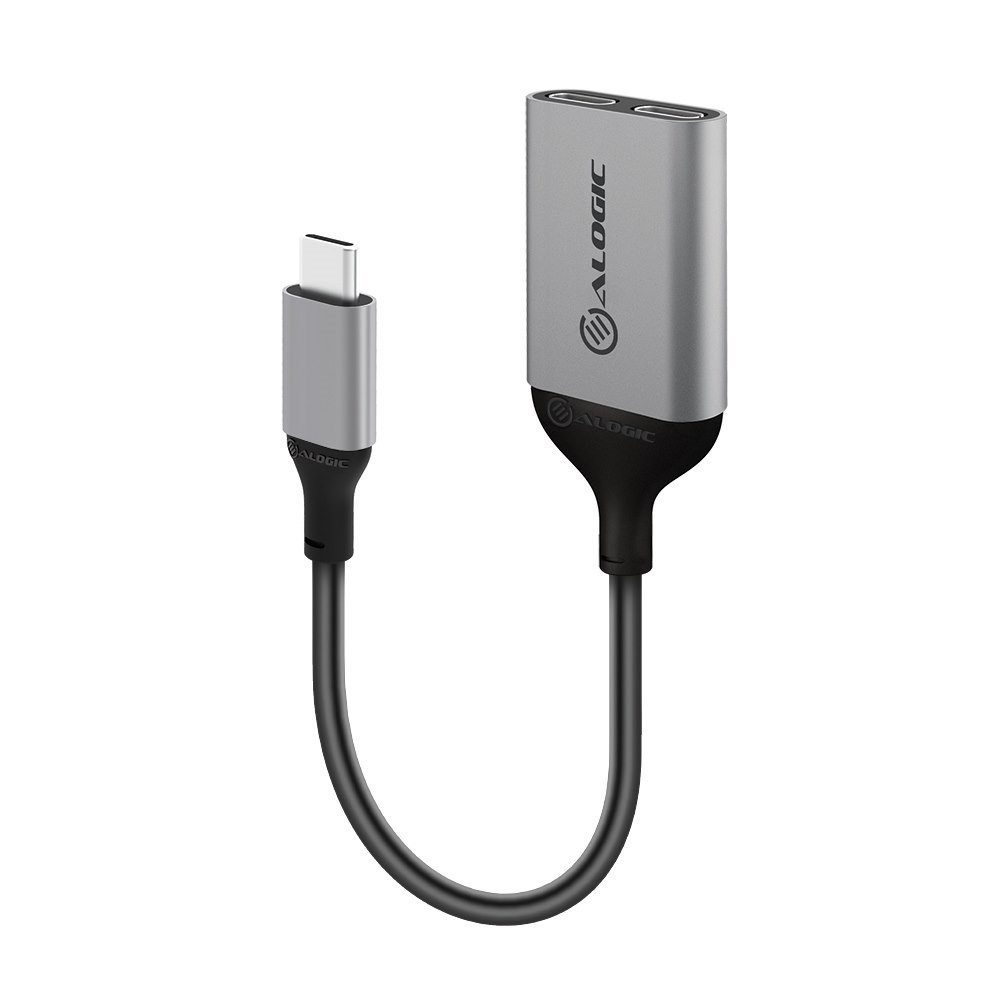 Alogic Usb-C To Usb-C Audio And Usb-C Charging Adapter– Space Grey With 100W (20V/5A) Power Delivery Data And Audio