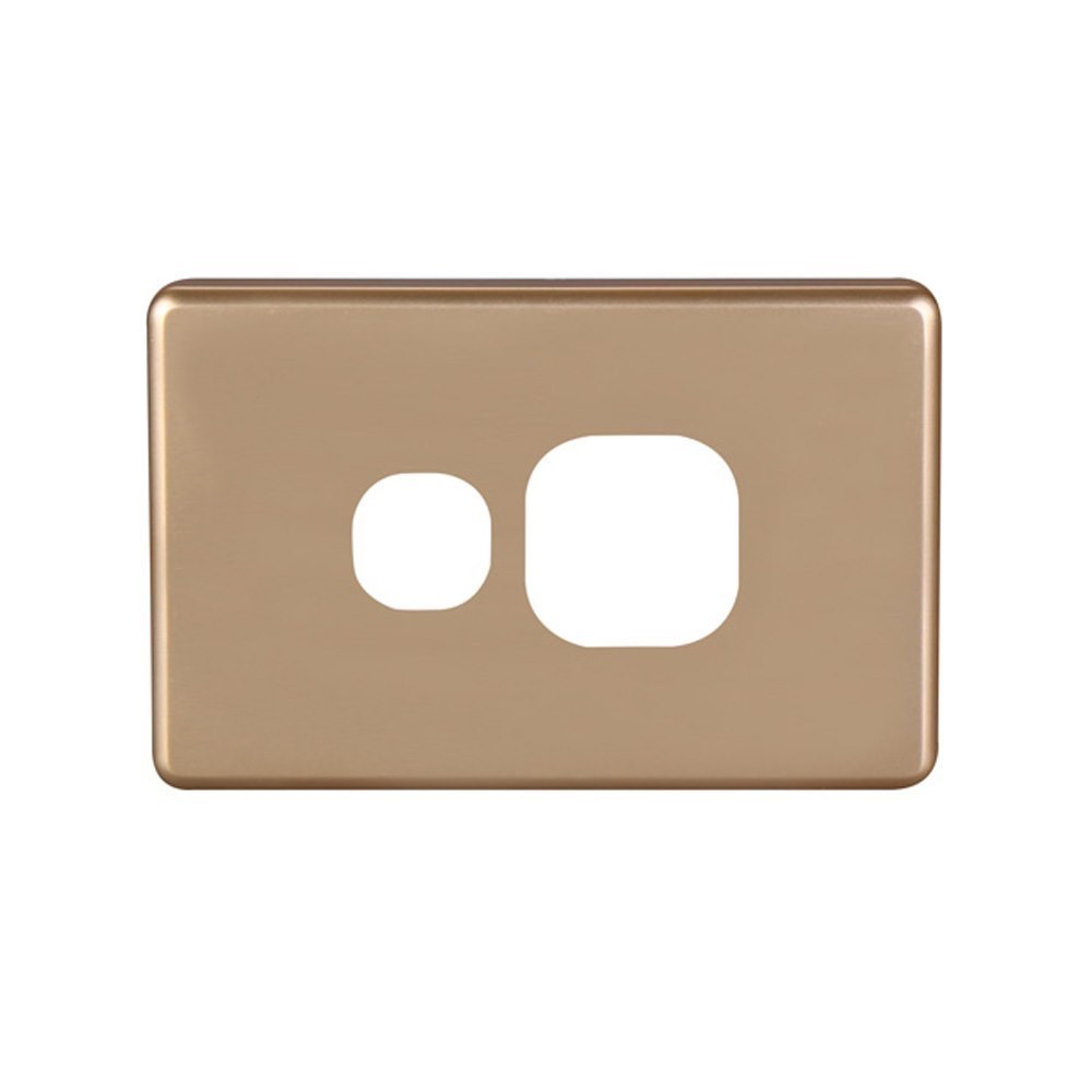 4Cabling 4C | Classic Single Power Point Polycarbonate Cover Plate - Gold Colour