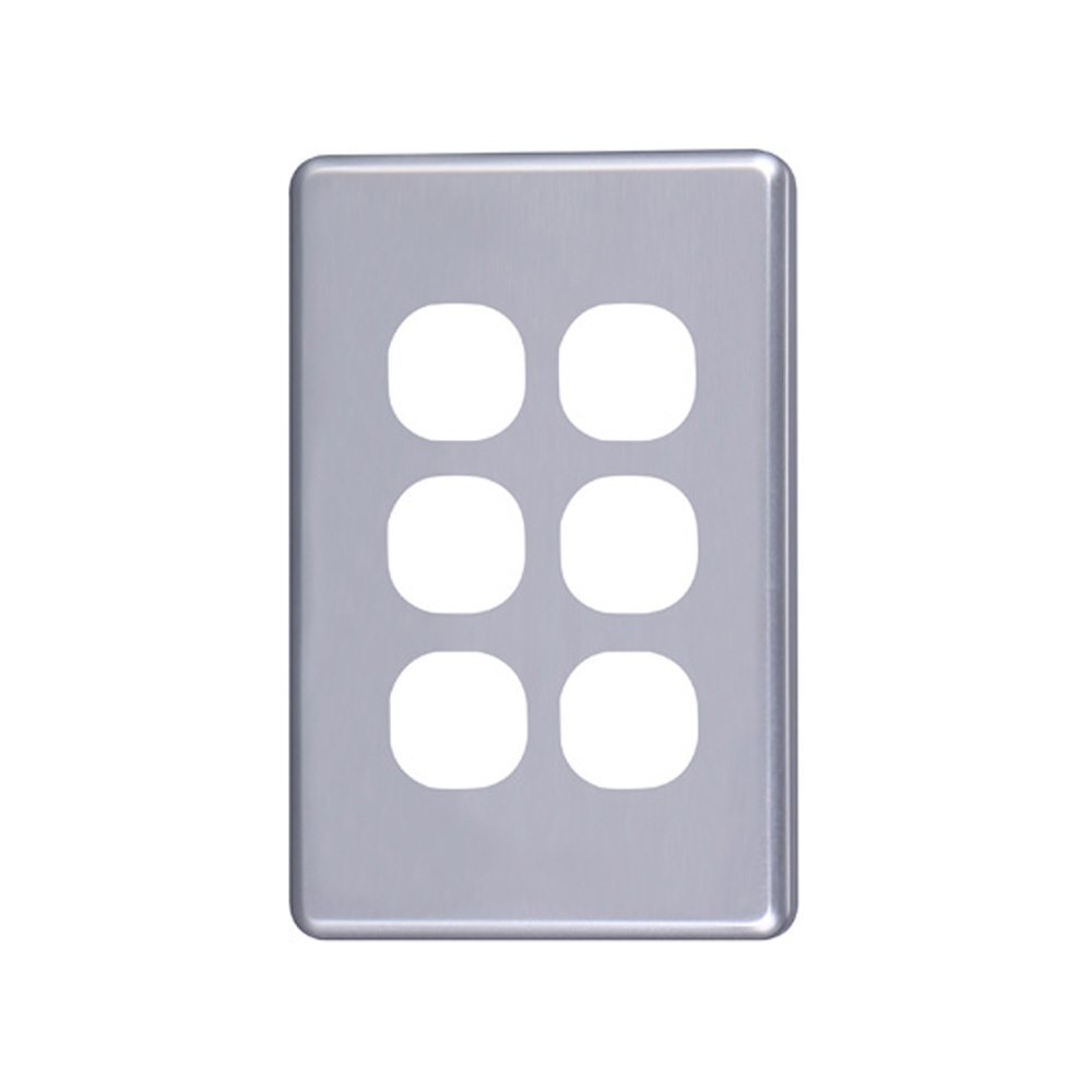 4Cabling 4C | Classic 6 Gang Switch Polycarbonate Cover Plate - Silver Colour