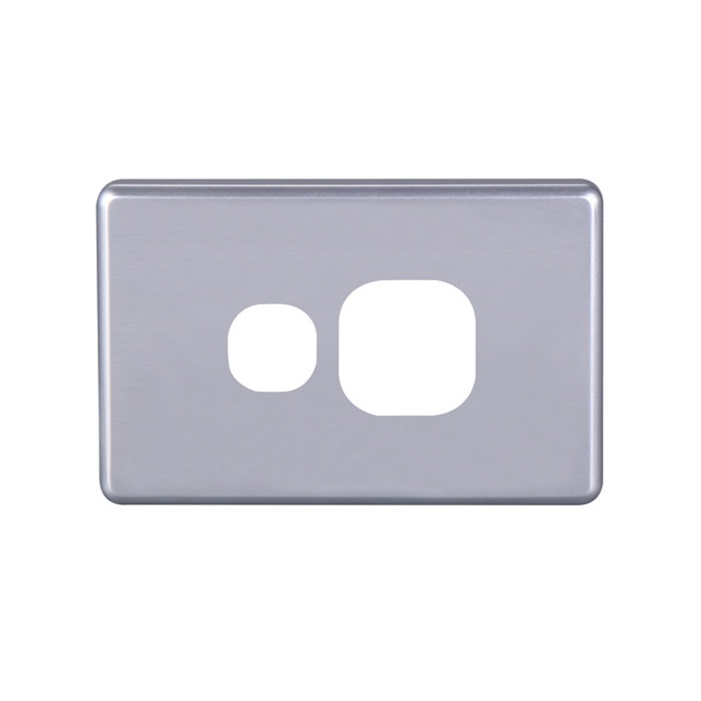4Cabling 4C | Classic Single Power Point Polycarbonate Cover Plate - Silver Colour
