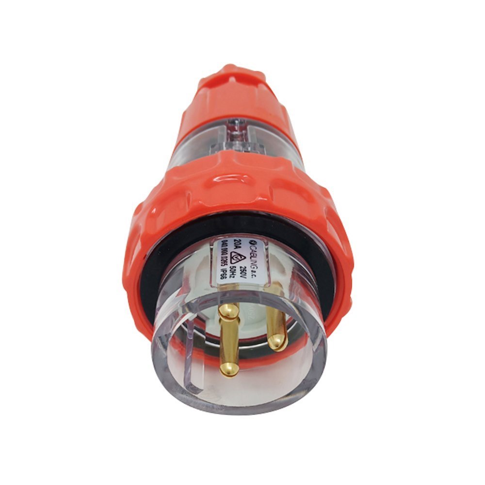4Cabling 4C | Industrial Straight Plug 250V 3 Round Pin 20A