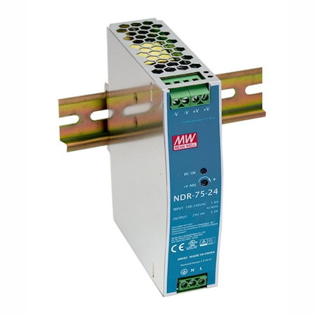 Mean Well | NDR-75-48 | 48V Din Rail Power Supply Output: 48V / 1.6A (75W)