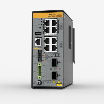 Allied Telesis | At-Ie220-10Ghx-80 | 8X 10/100/1000T, 2X 1G/10G SFP+ Industrial Ethernet, Layer 2+ Switch PoE++ Support
