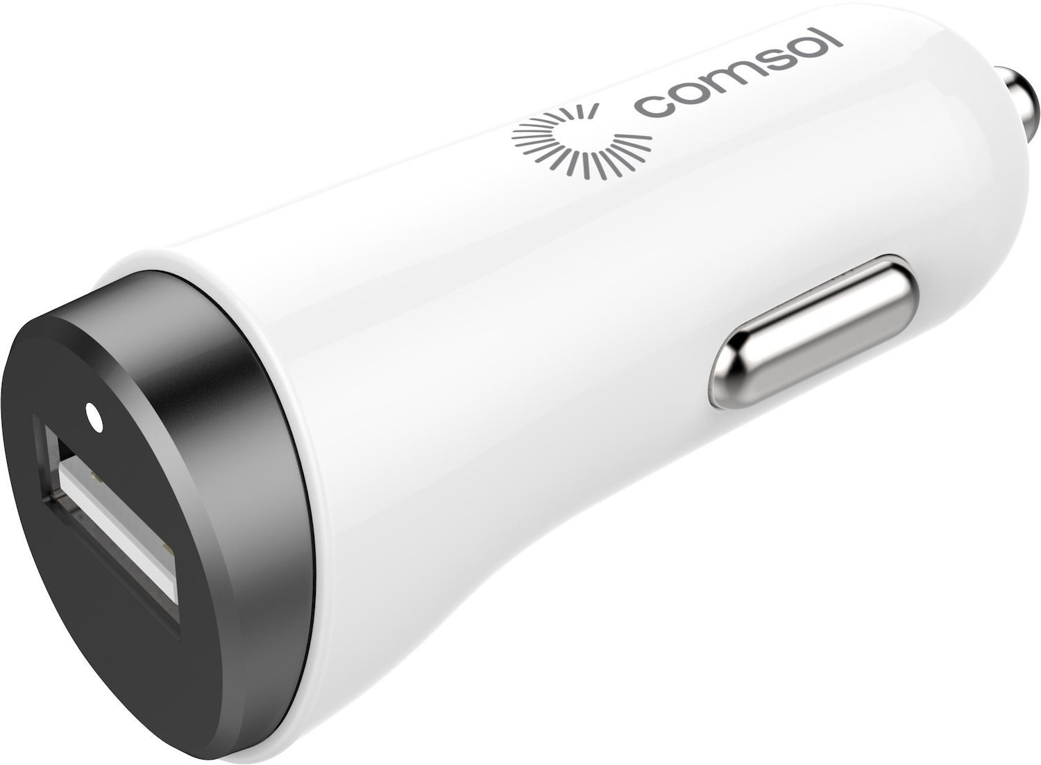 Comsol Single Port Usb Car Charger 2.4A (12W) - Black/White