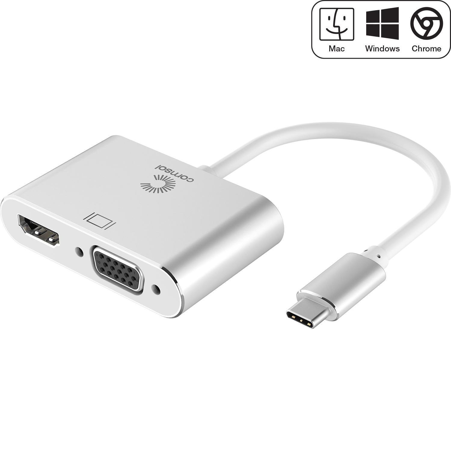 Comsol Usb-C To Hdmi + Vga Adapter