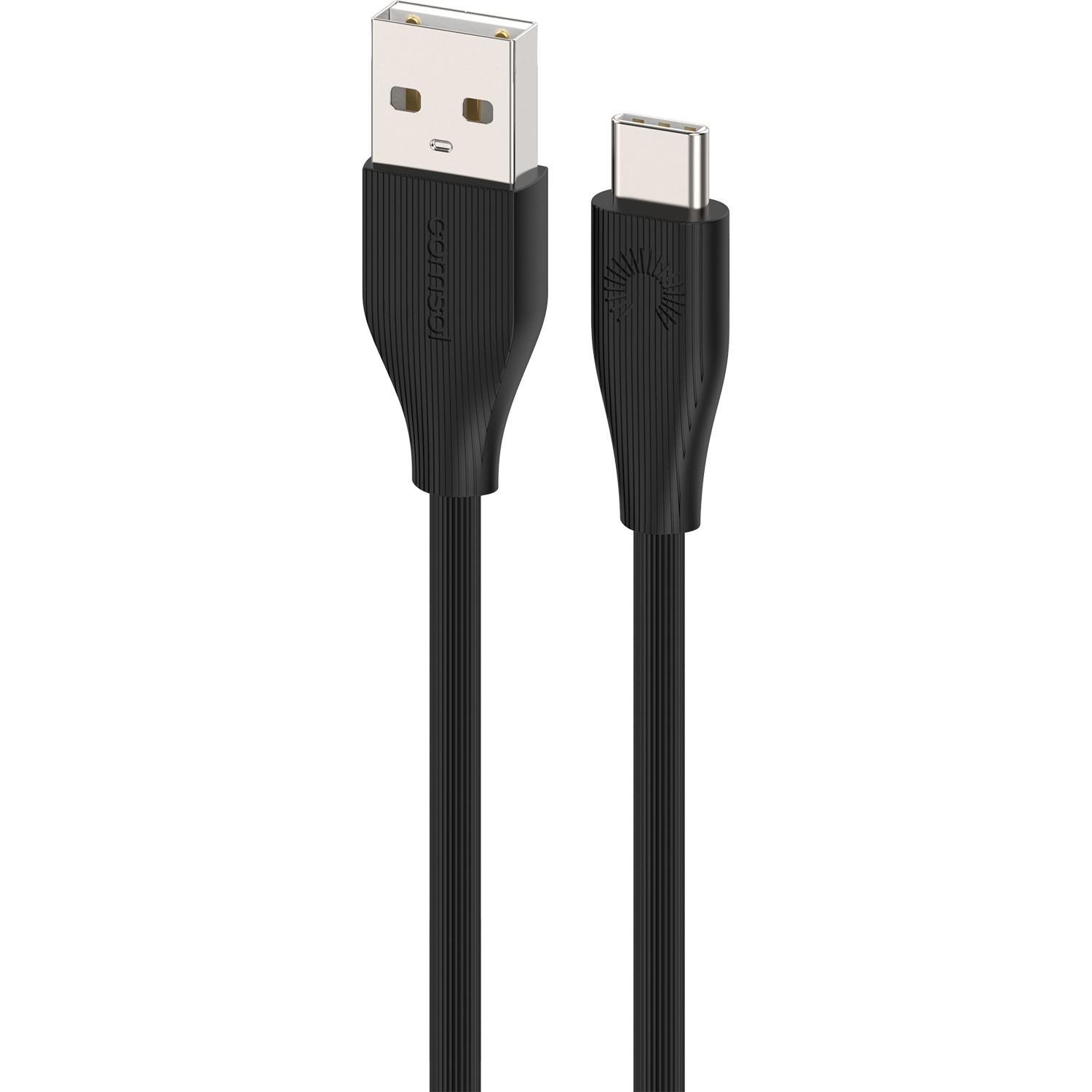 Comsol 1M Usb-A To Usb-C Stripe Line Cable - Black