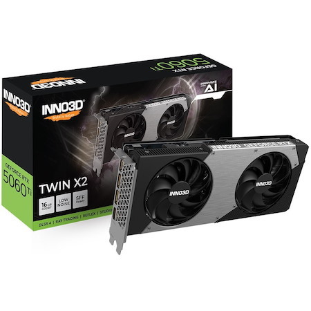 Inno3d nVidia GeForce RTX 5060 Ti Twin X2 16GB GDDR7, 2572MHz Boost Clock, Ram 28Gbps, 3xDP, 1xHDMI