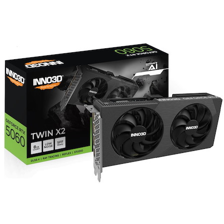 Inno3d nVidia GeForce RTX 5060 Twin X2 8GB GDDR7 2497MHz Boost Clock, Ram 28Gbps, 3xDP, 1xHDMI