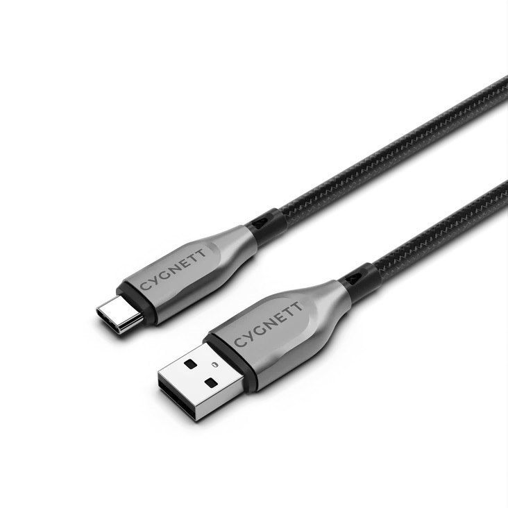 Cygnett Armoured Usb-C To Usb-A (2.0) Cable (50CM) - Black(CY4680PCUSA),3A/60W,Braided,480Mbps Transfer,Fast Charge,Best For Laptop,5 Years Warranty