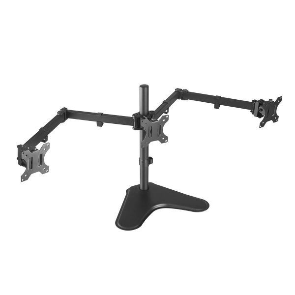 Brateck 13"-27" Triple Monitor Economy Desk Mount Stand. Detachable Vesa Plate, Max 7KGS Per Arm. Rotate, Tilt & Swivel. Hight Adjustable, Cable Management, Vesa 75X75 & 100X100. Matte Black