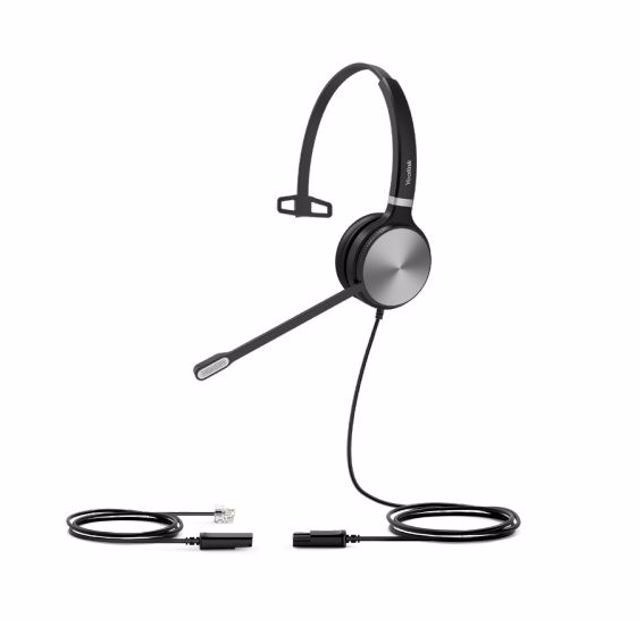 Yealink YHS36 Mono Wideband Headset For Ip Phone, Monaural Ear, RJ9 Headset Jack, Noise-Canceling Microphone, Hearing Protection, Leather Ear Cushions