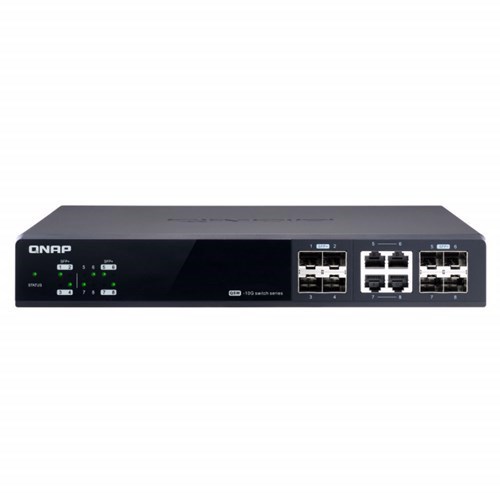 Qnap 8 Port Web Managed Switch, 10GbE SFP+(4), Shared 10GbE Sfp+/10Gbase-T(4), 2YR