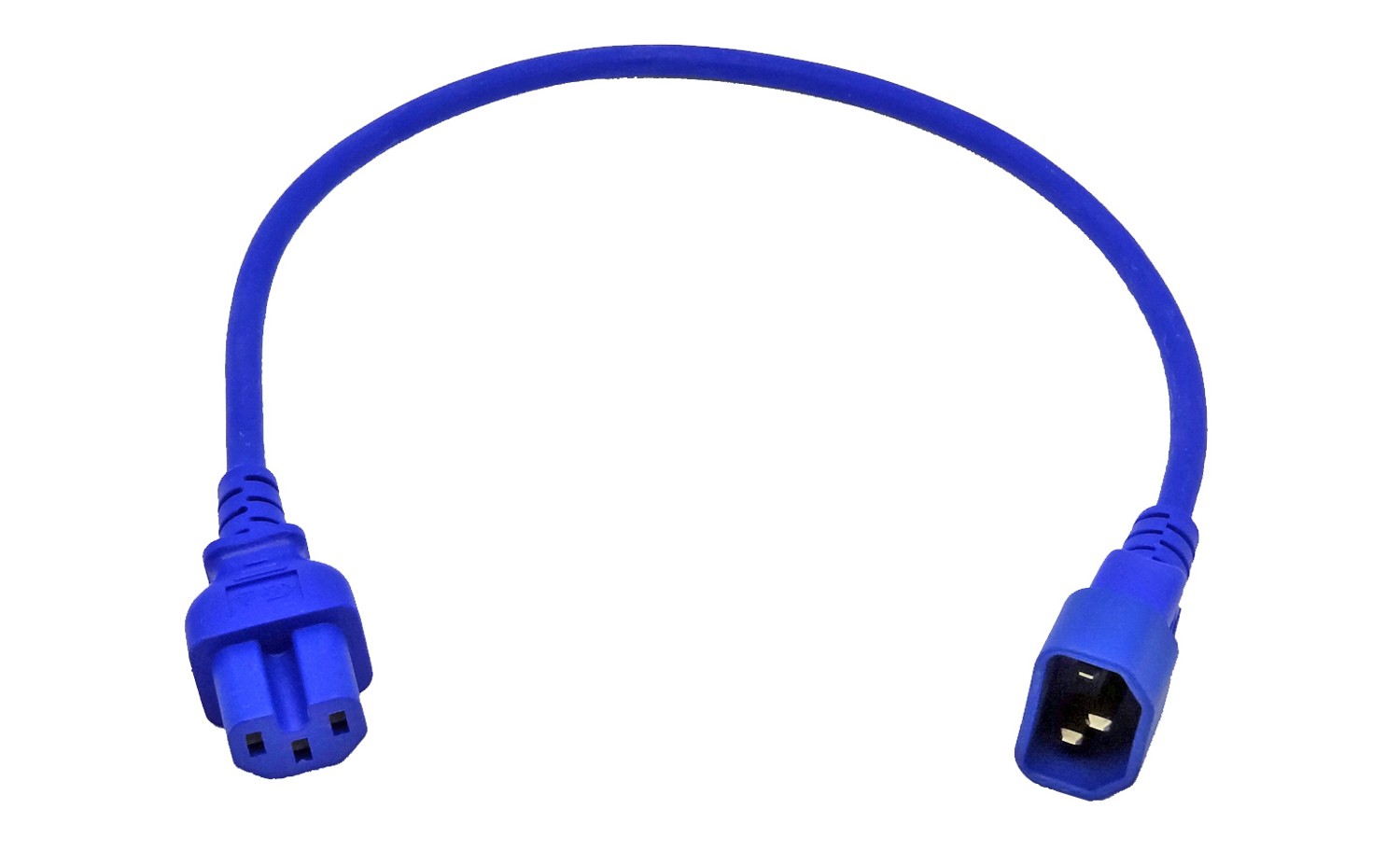 4Cabling Iec C14 To C15 High Temperature Power Cable Blue 0.5M