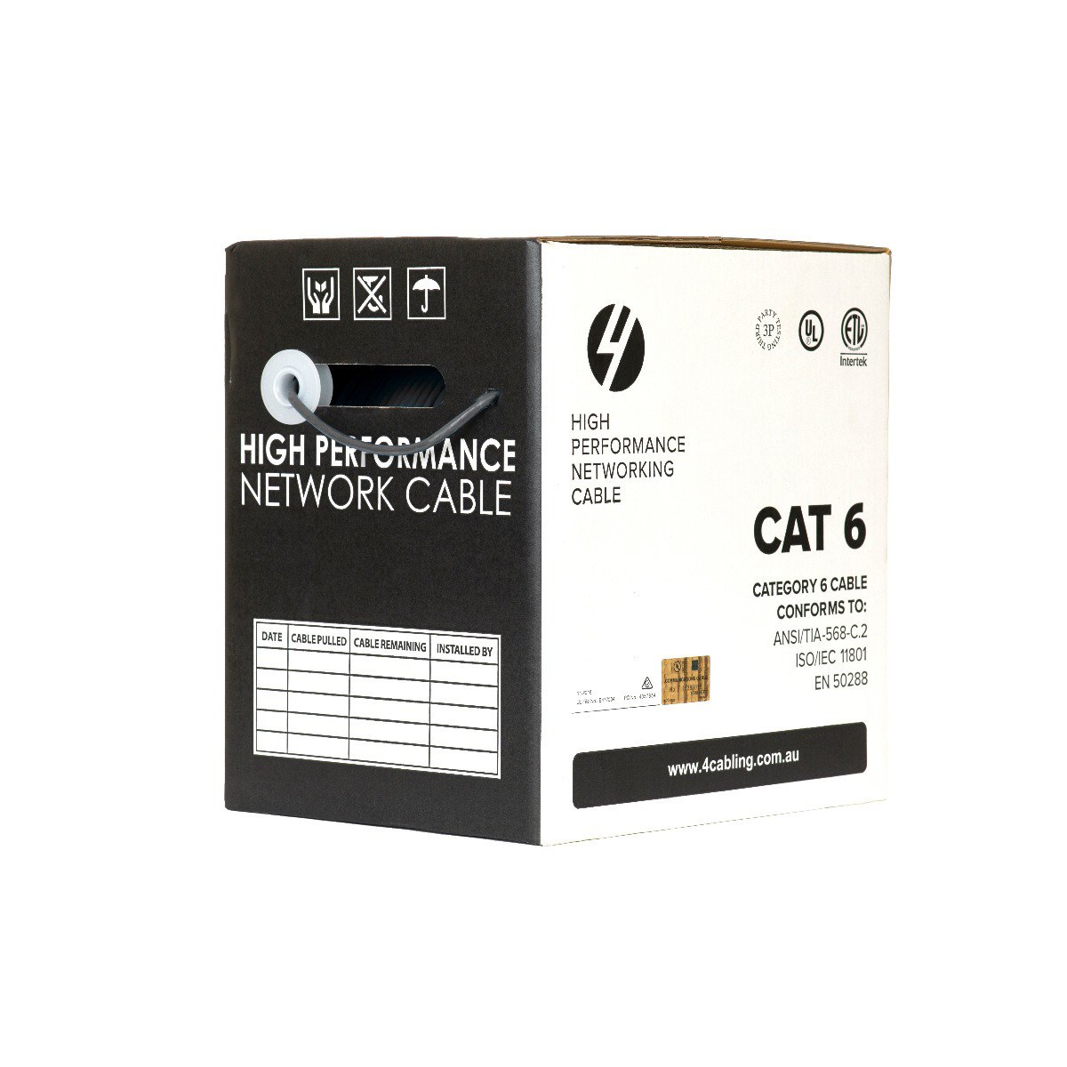 4Cabling Cat6 Ethernet 305M Cable Reel Box. Utp Lan Cable With Solid Conductor. Grey