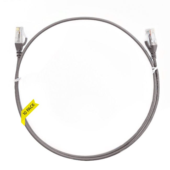 4Cabling 5M Cat 6 Ultra Thin LSZH Pack Of 10 Ethernet Network Cable. Grey