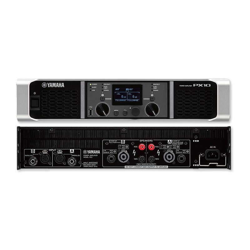 Yamaha PX10 2X 1200W @ 4 Ohms. 2X 1000W @ 8 Ohms. 2X 700W @ 2 Ohms.