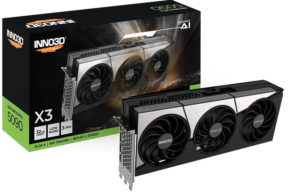 Inno3d nVidia GeForce RTX 5090 X3 32GB GDDR7 2407MHz Boost Clock, Ram 28 GBPS, 3X DP, 1xHDMI 333X137X60MM (3-Slot)