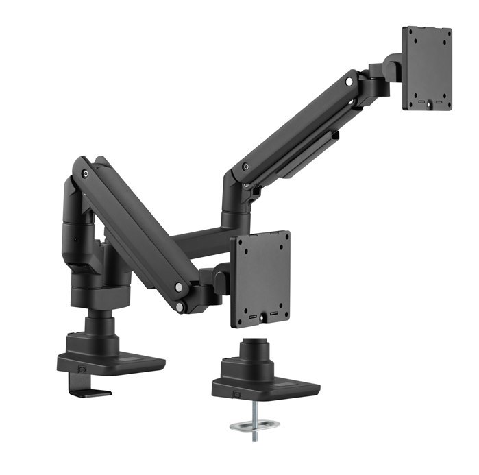 Brateck Fabulous Pole-Mounted Gas Spring Dual Monitor Arm Fit Most 17'-35' Monitors, Up To 20KG Per Screen Vesa 75X75/100X100 Fine Texture Black （LS）
