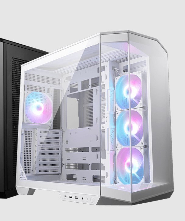 Msi Mag Pano 100R PZ White Micro Atx Case, 2 X Usb 5Gbps , 1X Usb C 20Gbps, 1 X Audio-Out / Mic,, 3X 2.5', 2X 3.5', Micro Atx / Mini Itx(New)