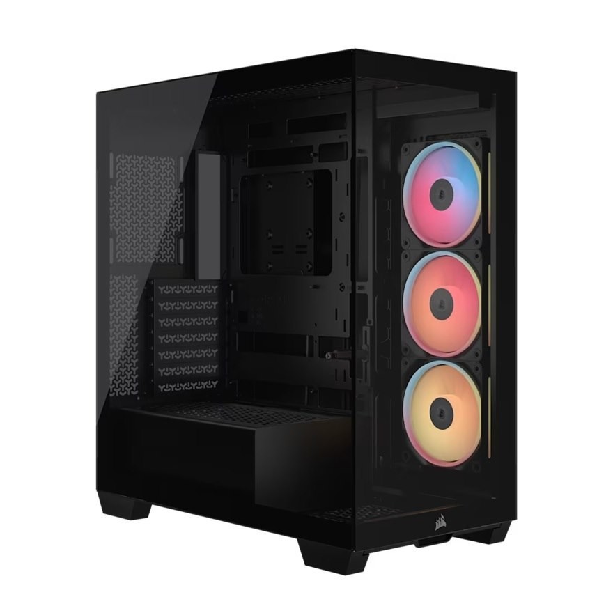Corsair 3500X LX-R RGB Icue Link Mid-Tower PC Case - Black, E-Atx, Side 360MM Rad, Glass Panels, Usb-C, RS Argb Fans, 425MM Gpu, Icue Link Ready