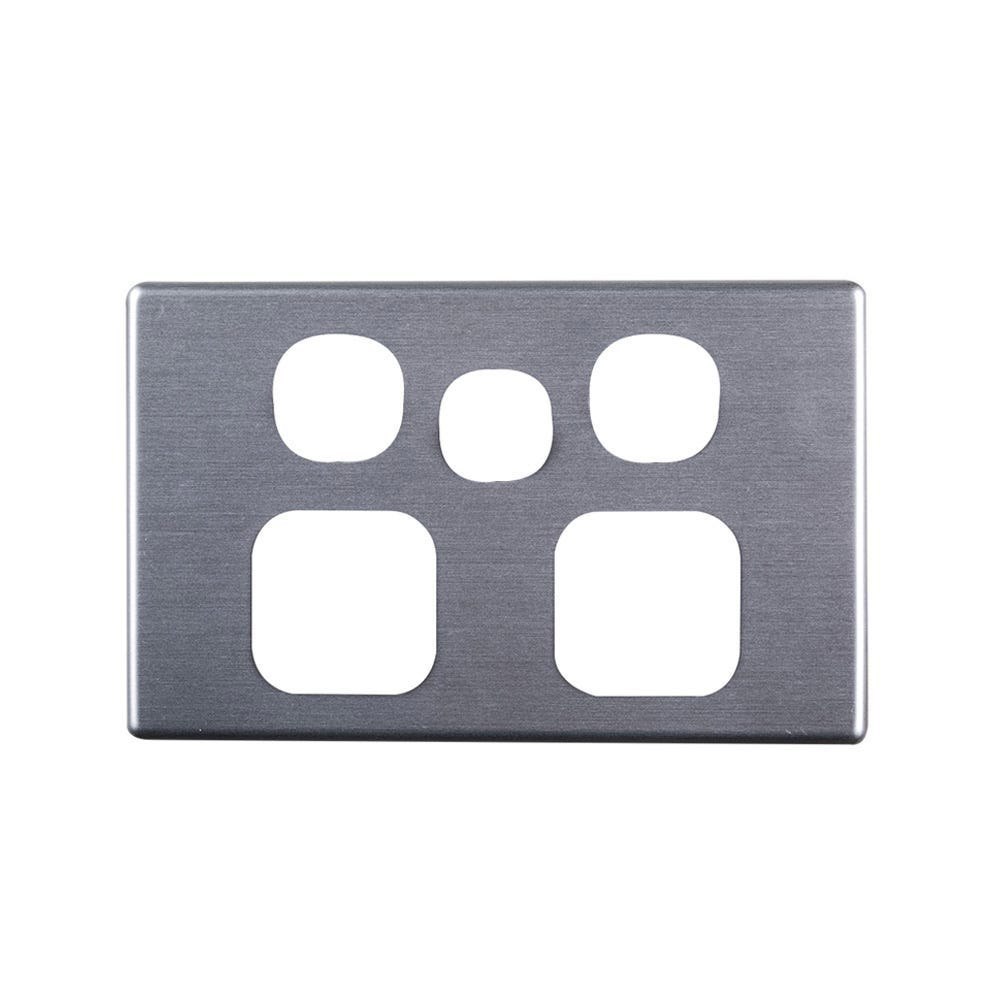 4Cabling 4C | Elegant Double Gpo Extra Switch Aluminium Cover Plate - Silver Matt