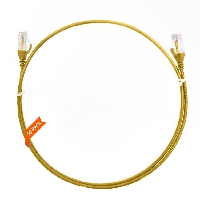 4Cabling 2m CAT6 Ultra Thin LSZH Ethernet Network Cable | 50 Pack Yellow