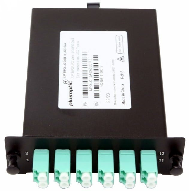 PlusOptic Mpo Cassette 12 Port Lc/Upc Om4 (1 X 12 Core Mpo-Lc) Type A