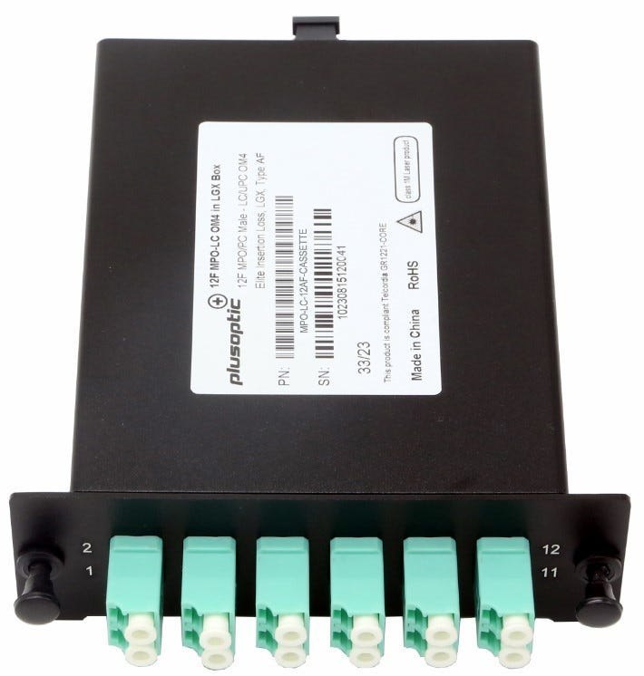PlusOptic Mpo Cassette 12 Port Lc/Upc Om4 (1 X 12 Core Mpo-Lc) Type Af
