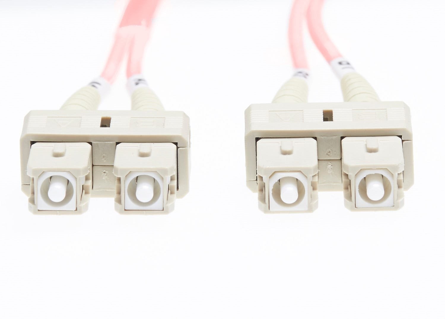4Cabling 0.5M SC-SC Om4 Multimode Fibre Optic Cable: Salmon Pink - 2MM