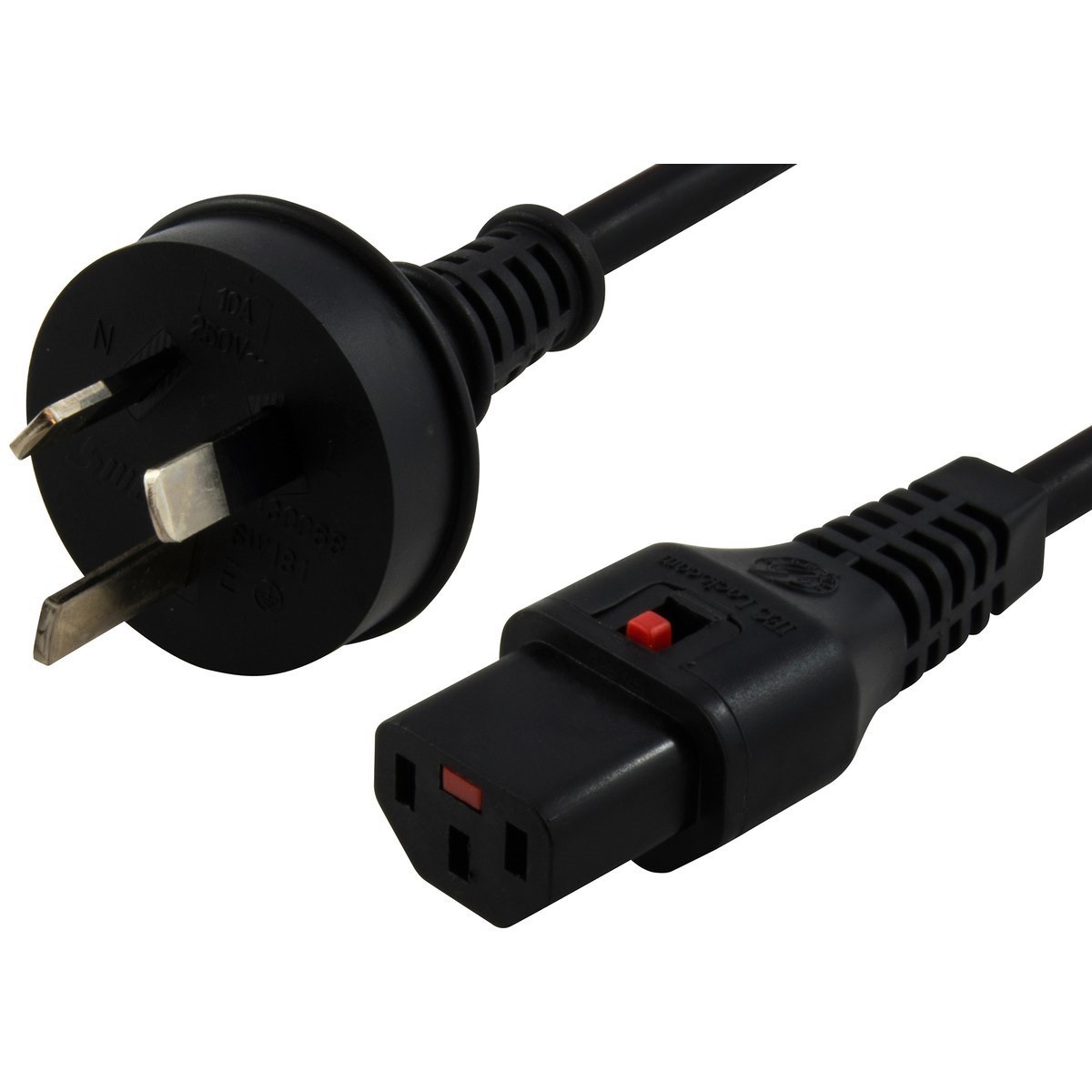 Iec Lock 2M Iec Lock Power Cable 3 Pin Au Plug(M) To Iec-C13(F) Black