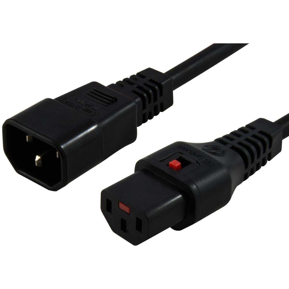 Iec Lock 50CM Iec Lock Power Cable Iec-C14(M) To Iec-C13(F) Black
