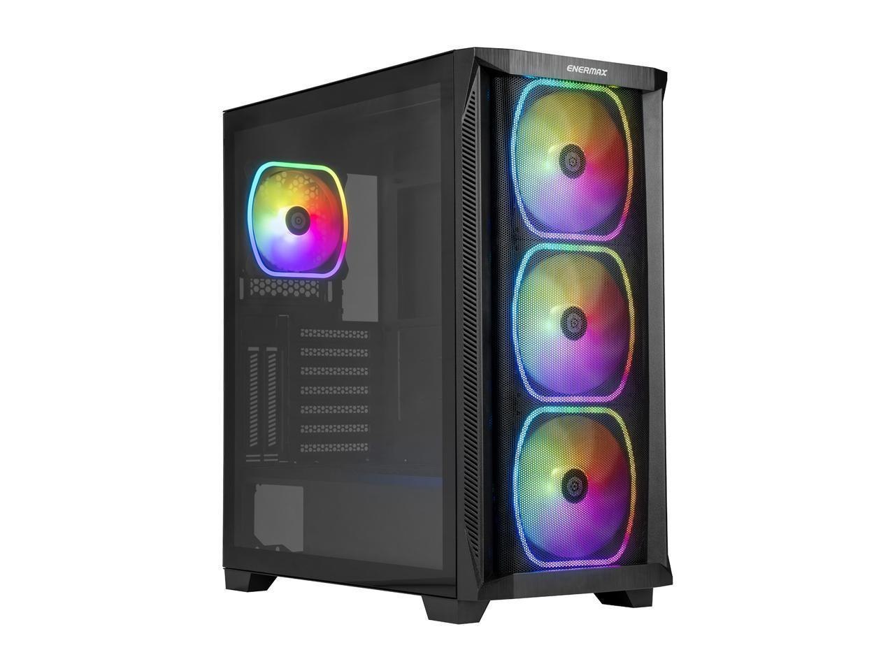 Enermax StarryKnight SK30 V2 - E-Atx Mid Tower PC Gaming Case - Mesh Front Panel & Tempered Glass Side Panel - 4X SquA Adv Argb PWM Fans - Built-In Gpu Anti-Sag Bracket & RGB Lighting Hub
