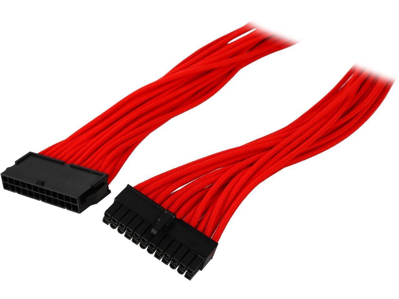 Phanteks PH-CB24P_RD 1.64 FT. (0.50M) 24 Pin M/B Premium Sleeved Extension Cable
