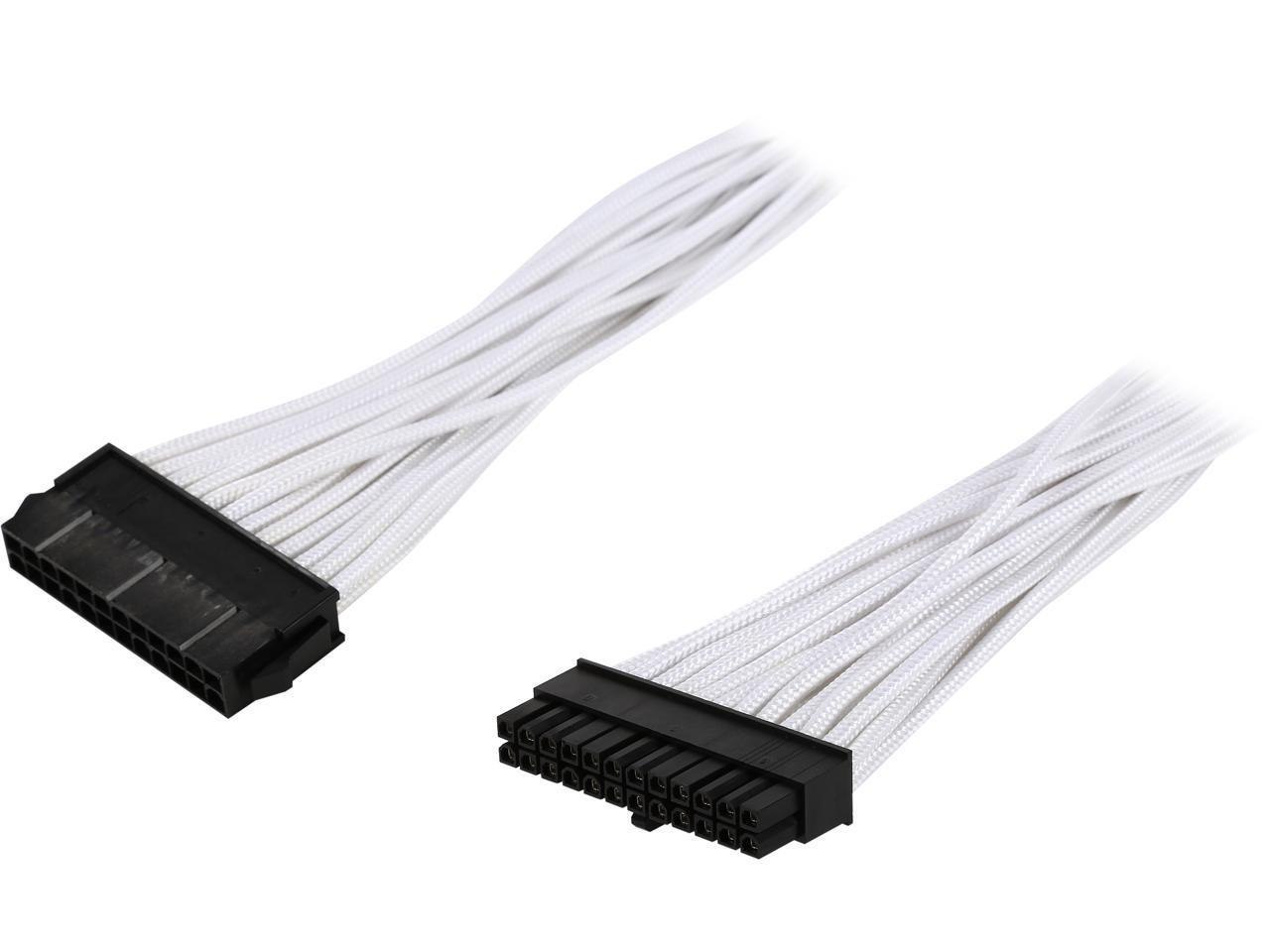 Phanteks PH-CB24P_WT 1.64 FT. (0.50M) 24 Pin M/B Premium Sleeved Extension Cable Female To Male