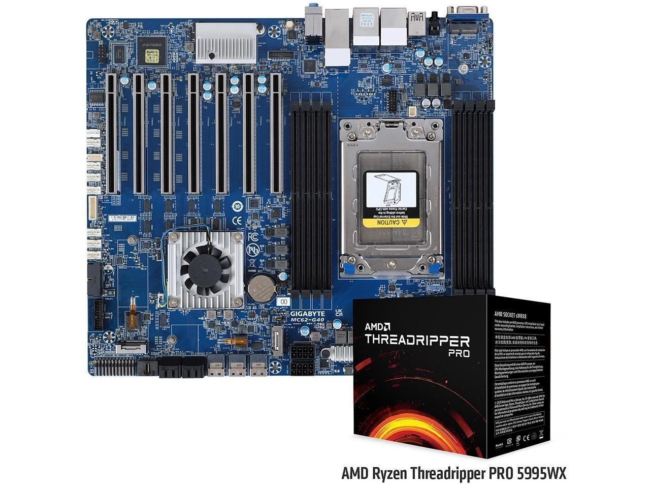 Gigabyte Bundle Deal MC62-G40 Motherboard With Amd Threadripper Pro 5995WX Cpu 64-Core/128-Thread Processor - Integrated BY Gigabyte